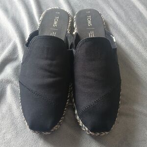 TOMS Black Slip On Mules